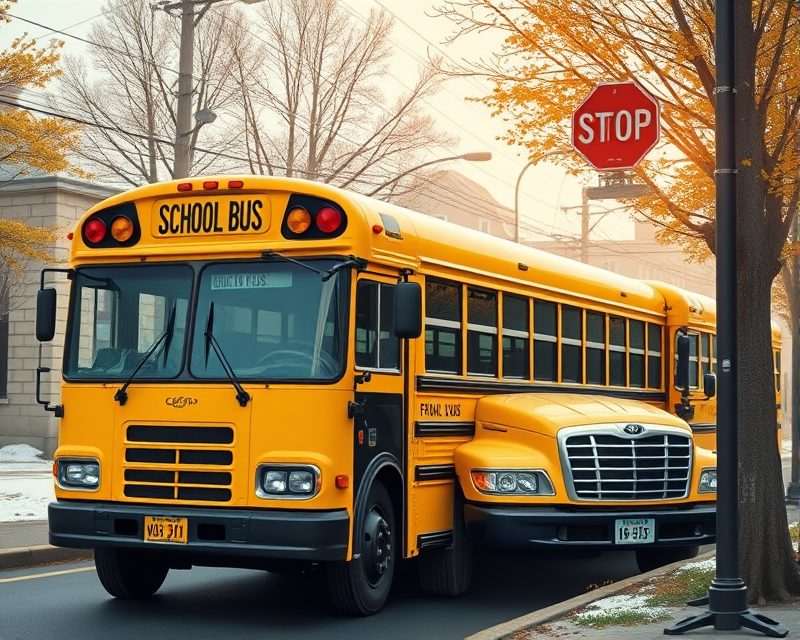 school bus, cell phone